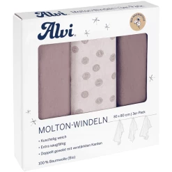 Alvi® Molton-Windeln 3er Pack Curly Dots 80 X 80 Cm