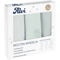 Alvi® Molton-Windeln 3er Pack Teddy 1961 80 X 80 Cm
