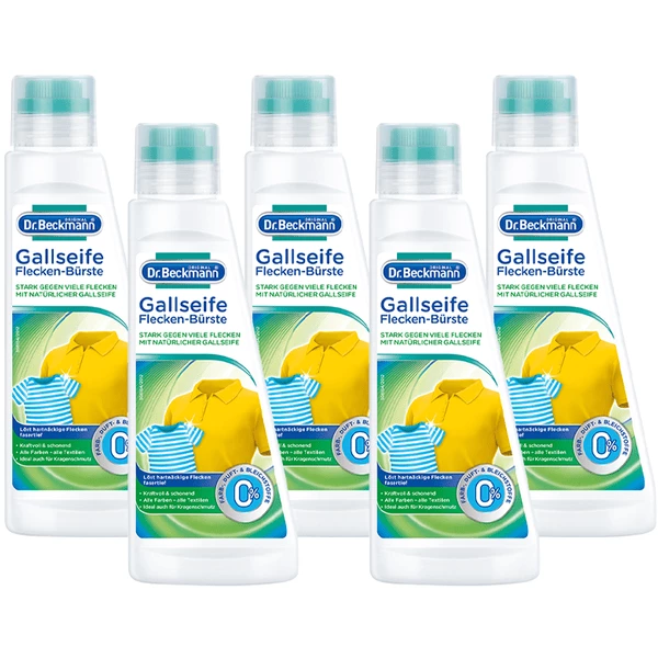 Dr.Beckmann Dr. Beckmann® Gallseife Flecken-Bürste, 5x 250 Ml 3 Dr.Beckmann Dr. Beckmann® Gallseife Flecken-Bürste, 5x 250 Ml