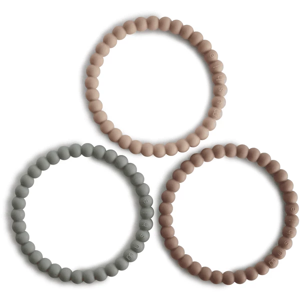 Mushie Beißring Perlen-Armband, Clary Sage/Tuscany/Desert Sand, 3 Stück 3 Mushie Beißring Perlen-Armband, Clary Sage/Tuscany/Desert Sand, 3 Stück