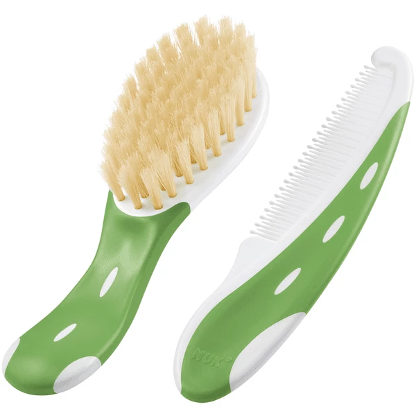 NUK Babybürste Grün Mit Kamm Mit Echtem Naturhaar 3 NUK Babybürste Grün Mit Kamm Mit Echtem Naturhaar
