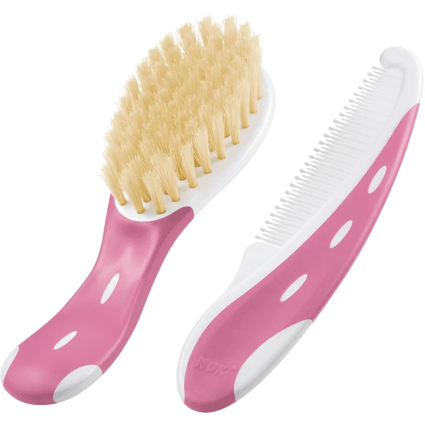 NUK Babybürste Rosa Mit Kamm Mit Echtem Naturhaar 3 NUK Babybürste Rosa Mit Kamm Mit Echtem Naturhaar