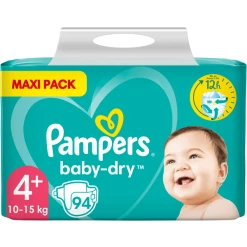 Pampers® Pampers Baby Dry, Gr.4+ Maxi Plus, 10-15kg, Maxi Pack (1x 94 Windeln)