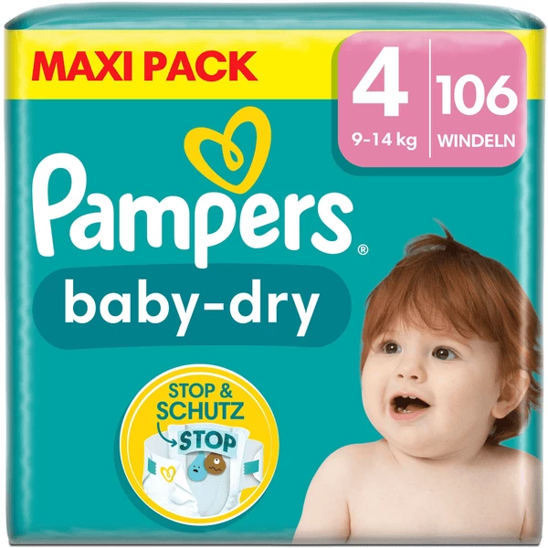 Pampers® Pampers Baby-Dry Windeln, Gr. 4, 9-14kg, Maxi Pack (1 X 106 Windeln) 3 Pampers® Pampers Baby-Dry Windeln, Gr. 4, 9-14kg, Maxi Pack (1 X 106 Windeln)