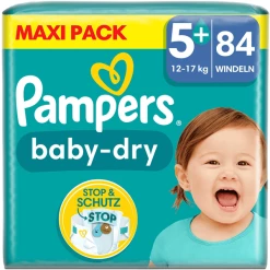 Pampers® Pampers Baby-Dry Windeln, Gr. 5+, 12-17 Kg, Maxi Pack (1 X 84 Windeln)