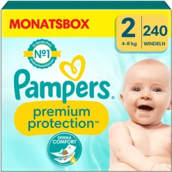 Pampers® Pampers Premium Protection, New Baby Gr. 2 Mini, 4-8kg, Monatsbox (1x 240 Windeln)