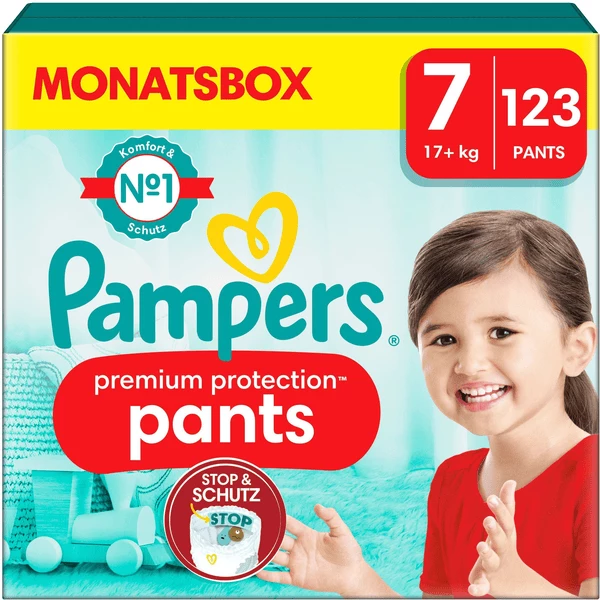 Pampers® Pampers Premium Protection Pants, Gr. 7, 17kg+, Monatsbox (1x 123 Pants) 3 Pampers® Pampers Premium Protection Pants, Gr. 7, 17kg+, Monatsbox (1x 123 Pants)